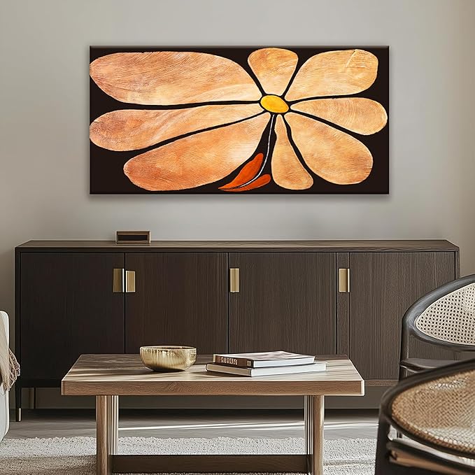 TAIJXAGSG Canvas Art Wall Decor Brown Flowers Abstract Wall Art For Living Room Picture Modern Landscape Abstract Art Painting Home Wall Decor 24"X 48" Bedroom Office Artwork
