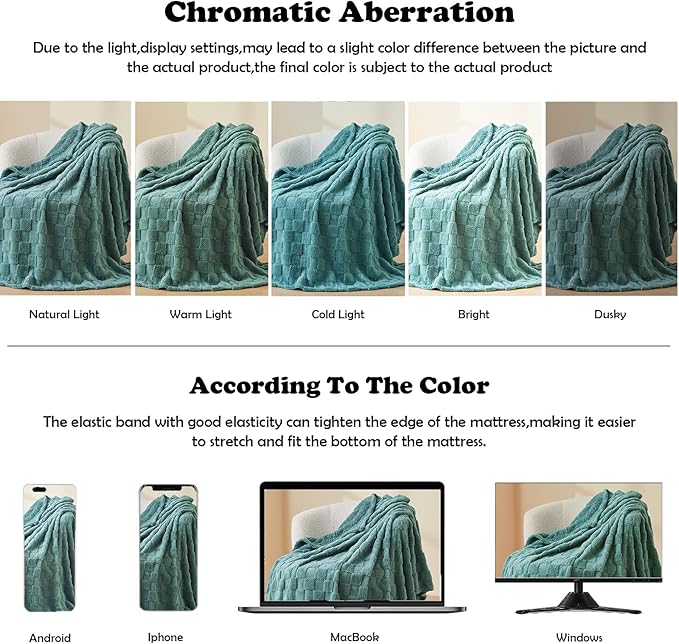 NEWCOSPLAY Super Soft Queen Blanket Mint Green Premium Silky Flannel Fleece 3D Checkered Lightweight Bed Blanket All Season Use (Mint Green Checkered, Queen(90"x90"))