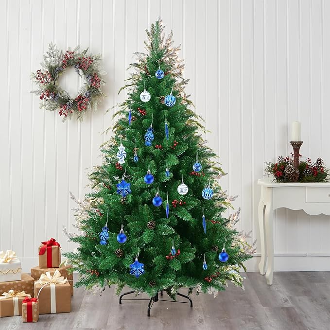 73 Pcs Christmas Ball Ornaments, Tree Decoration Set Christmas Ball Shatterproof Hanging Ornament Decorations for Christmas Tree (Blue)