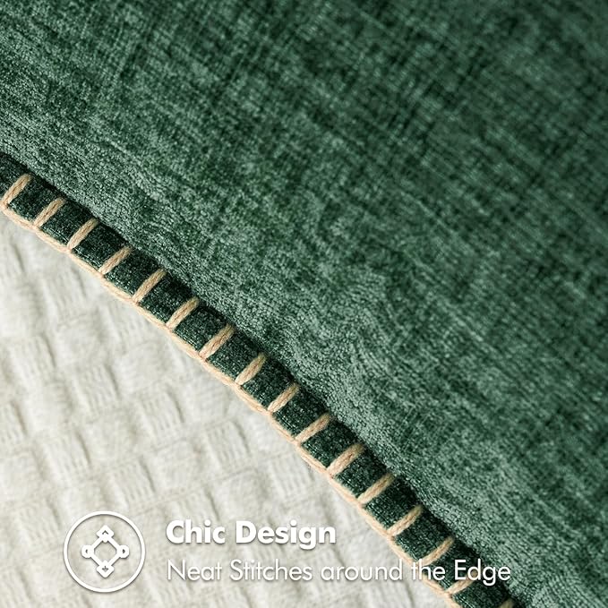 MIULEE Pack of 2 Christmas Pillow Covers 18x18 Inch Dark Green Farmhouse Decorative Throw Pillow Covers with Stitched Edge Soft Chenille Solid Dyed Couch Pillow Covers for Sofa Bed Living Room