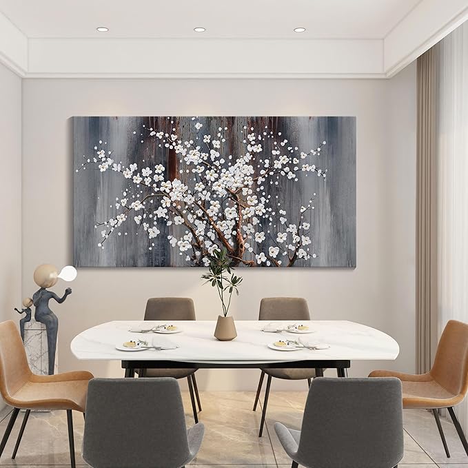 Large Canvas Wall Art Plum Blossom Wall Art Brown Wall Decor Living Room Bedroom Pictures for Wall Over Bed Framed Artwork for Wall Modern Canvas Paintings for Wall Decorations Office Decor 30×60