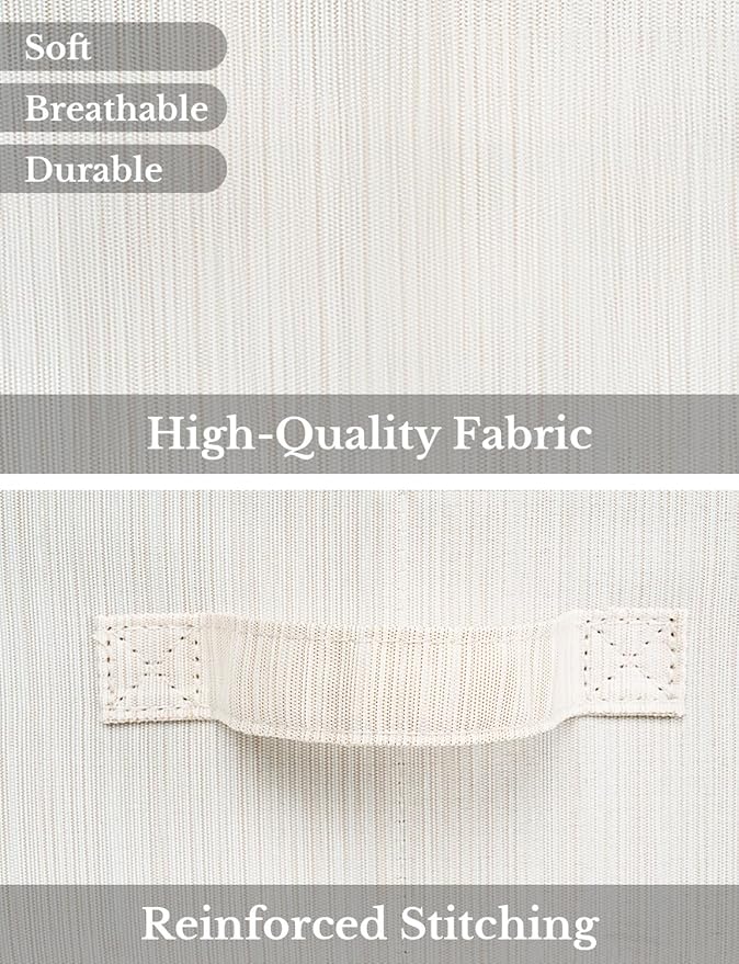 StorageWorks Closet Storage Bins, Trapezoid Organizer Box for Shelves, Fabric Clothes Bin, Foldable Organizing Baskets with Handles, Large, Mixing of Beige, White & Ivory, 3-Pack