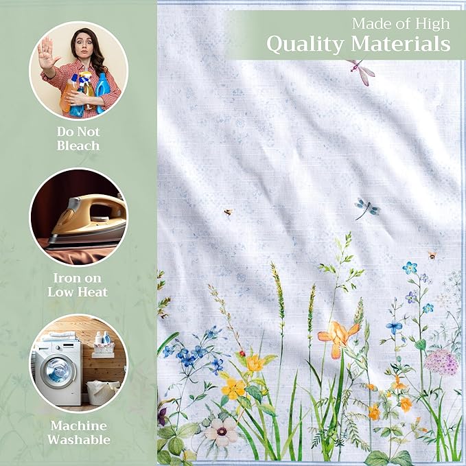 Maison d' Hermine Cloth Napkins Set of 4 100% Cotton Everyday Reusable Square Napkins Cloth Washable, Dinner, Party, Wedding, Restaurant, Spring/Summer (Fleurs De Mai, 20" x 20")