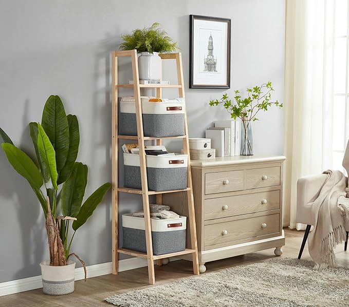 DECOMOMO Storage Baskets for Shelves - Fabric Closet Organizers and Storage Bins, Perfect Baskets for Organizing Closet Toys Nursery (Slate Grey and White, XL - 3 Pack)