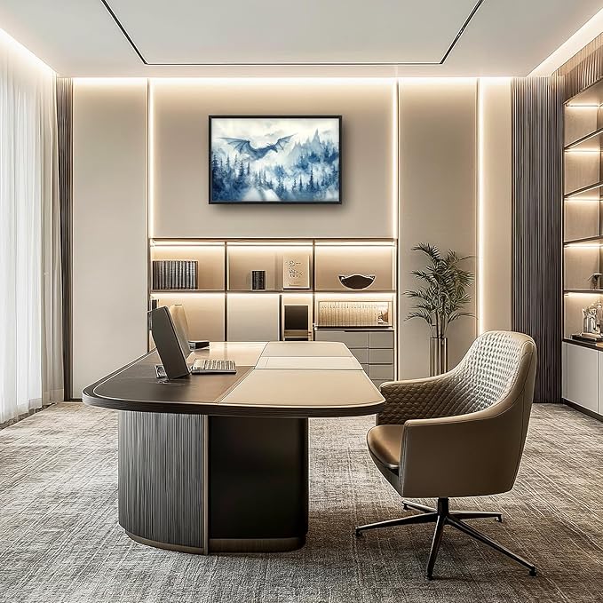 Flintis Large Dragon Framed Wall Art Forest Dragon Pictures Wall Decor Abstract Fantasy Wild Animal Canvas Painting Print Artworks Decor Framed for Living Room Bathroom Master Bedroom 36L X 24W