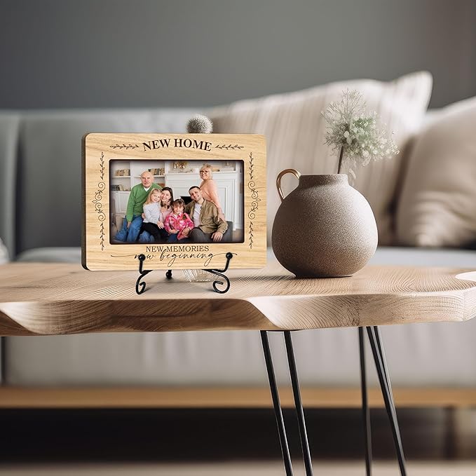 ukebobo House Warming Gifts, New Home Picture Frame, Housewarming Picture Frames, New Home Gift Ideas for Family Couples, Wood Photo Frame with Stand for Desk Decor, 8 x 6 Inches-445