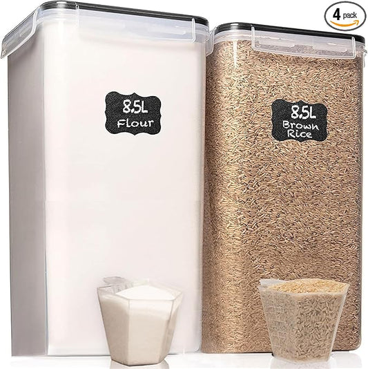 WHITE FEATHER SUPPLIES 2 PC [8.5L / 287 Oz] Extra Large Airtight Food Storage Containers with Lids - BPA Free Kitchen and Pantry Organization Containers for Baking Supplies, Cereal, Flour, Sugar, Rice