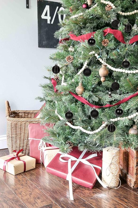30PCS Shatterproof Black Christmas Tree Ball Ornaments for Holiday Decor