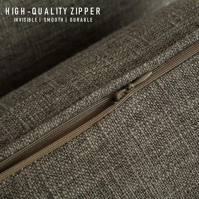 HPUK Linen Throw Pillow Covers Pack of 2, 20x20 Inch Accent Cushion Covers for Living Room, Bedroom, Decorative Solid Color Pillow Covers for Couch, Sofa, Chair, Natural