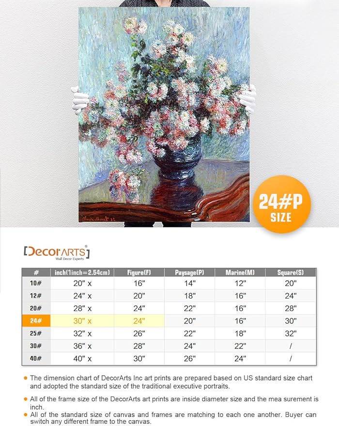 DECORARTS - Chrysanthemums, Claude Monet Art Reproduction. Giclee Canvas Prints Wall Art for Home Decor 30x24''