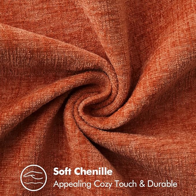 MIULEE Pack of 2 Fall Couch Throw Pillow Covers 18x18 Inch Rust Farmhouse Decorative Pillow Covers with Stitched Edge Soft Chenille Solid Dyed Pillow Covers for Sofa Bed Living Room