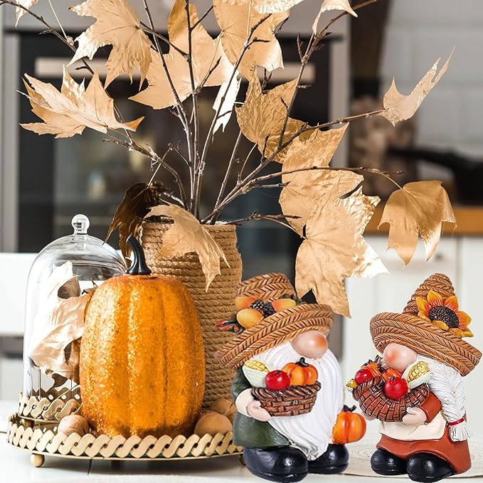 Fall Decorations for Home | Thanksgiving Table Decor - Fall Gnomes for Indoor & Otdoor Garden Pumpkin Thanksgiving Gnomes Figurines | Autumn Decor,Tabletop,Table Centerpieces, 4.2 "H