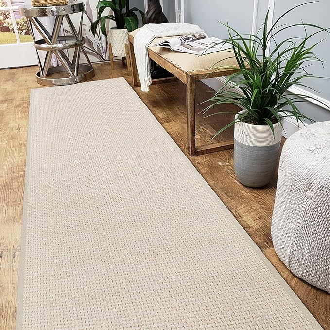 GOYLSER Carpet Runners for Hallway 6ft Washable, Braid Jute Kitchen Floor Runner Sink Mat Absorbent, Small Farmhouse Kitchen Carpet, Beige