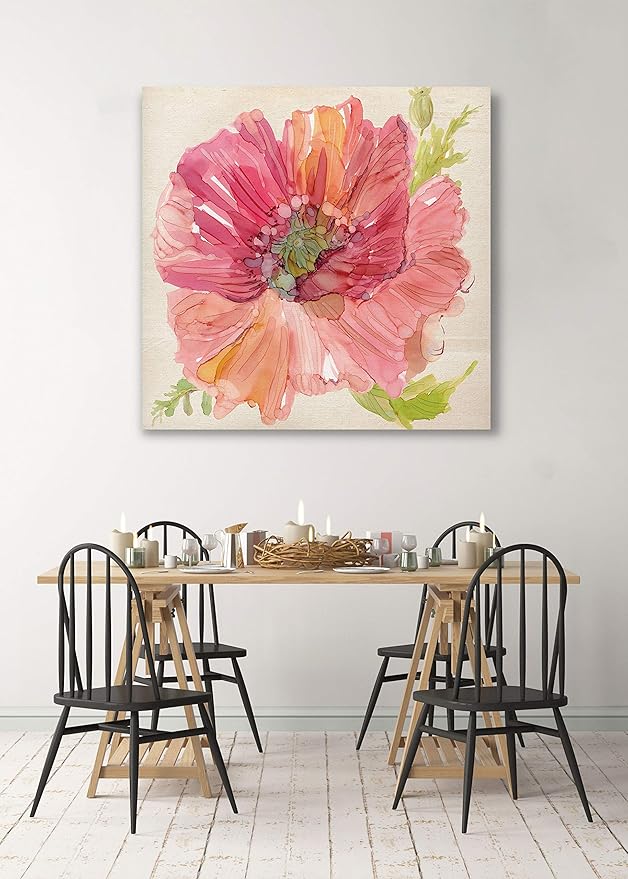 Wexford Home Botanical Poppy Gallery Wrapped Canvas Wall Art, 16x16