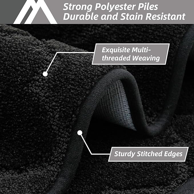 COSY HOMEER Soft Kitchen Rugs and Floor Mats for in Front of Sink Super Absorbent 20"x59" Non-Skid Standing Washable,Polyester,Black