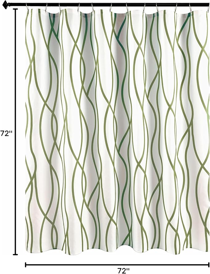Biscaynebay Textured Fabric Shower Curtain 72x72 Inch, Sage Printed Striped Linen Modern Hotel Luxury Quality Cloth Bathroom Curtains Machine Washable