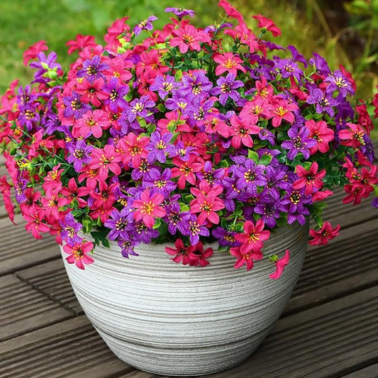 SHareconn Artificial Flowers for Outdoors Spring Decoration, Fake Silk Realistic Faux Plants UV Resistant for Outdoor Planter Porch Patio Summer Outside Decor,20 Bundles, RosyPurple