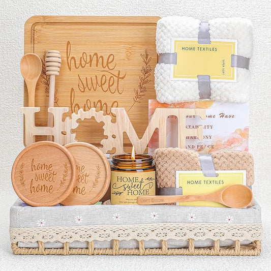 House Warming Gifts New Home,New Home Gifts Ideas,Realtors Closing Gifts for Home Buyers,Home Sweet Home Bamboo Serving Board for Couple Women Men