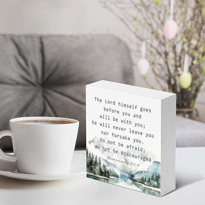 Christian Gifts, ‘The Lord Himself Goes Before You And~’ Wooden Box Sign, Christian Home Décor, Thanksgiving, Christmas Gifts, Christian Decorations, Gifts for Family, Friends, etc.(052)