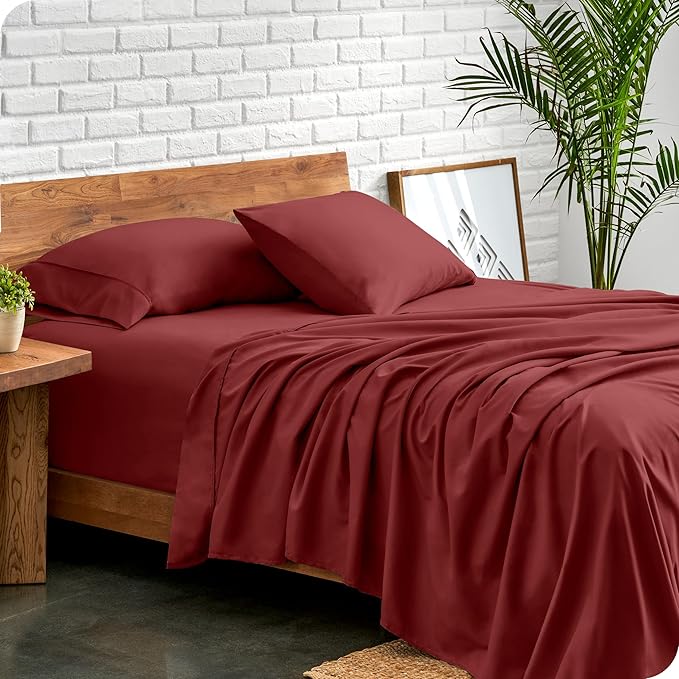 Bare Home King Sheet Set - 1800 Ultra-Soft Microfiber King Bed Sheets - Double Brushed - Deep Pockets - Easy Fit - 4 Piece Set - Bed Sheets (King, Rosewood)