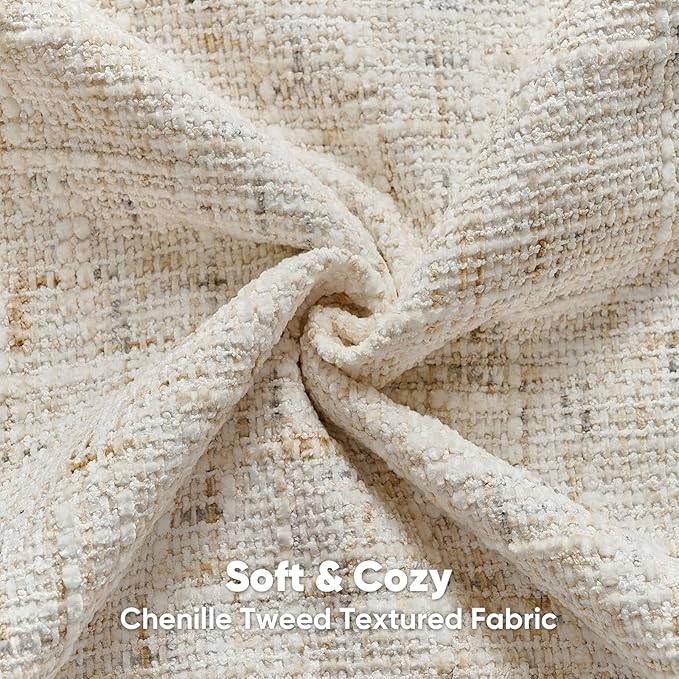 FUTEI Cream Decorative Throw Pillow Covers 20x20 Inch Set of 2,Soft Chenille Tweed Textured Cushion Case,Modern Home Decor for Couch Bed Living Room