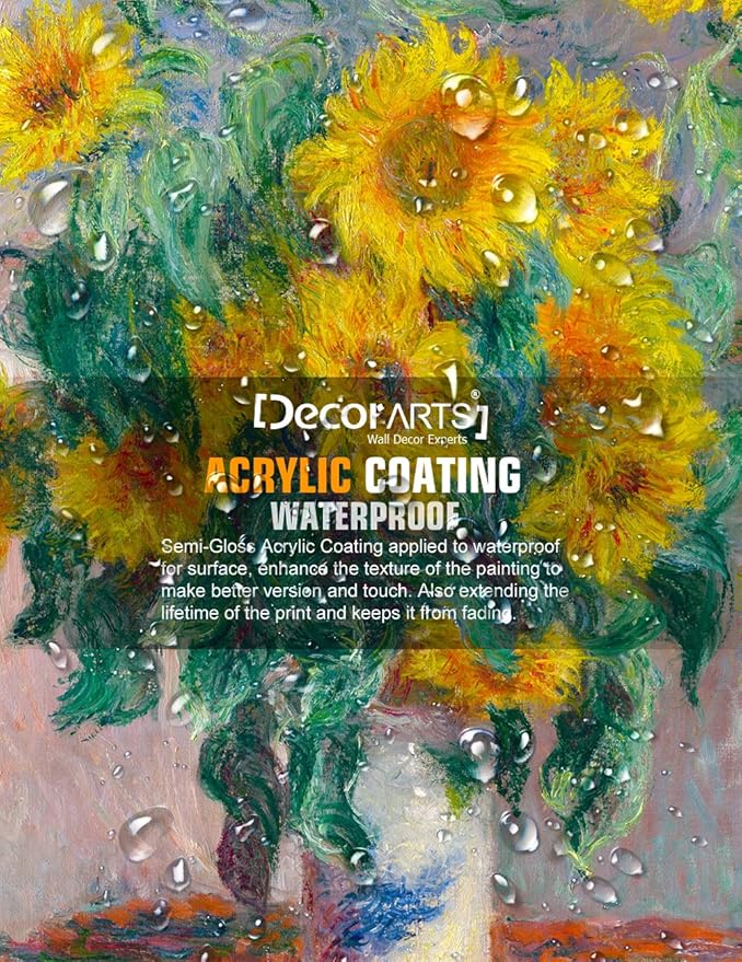 DECORARTS - Monet Sunflowers, Claude Monet Art Reproduction. Giclee Canvas Prints Wall Art for Home Decor 24x20