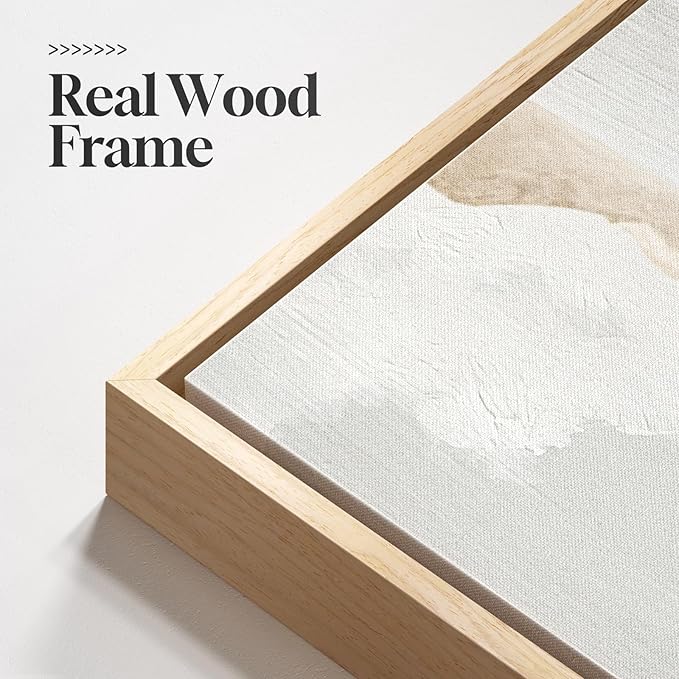 Framed Boho Beach Coastal Wall Art for Living Room, Large Neutral Ocean Canvas Artworks for Walls, Horizontal Abstract Minimalist Coastal Art Print for Bedroom Kitchen Office Wall Decor, 20x40 Inch