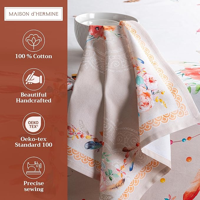 Maison d' Hermine Cloth Napkins Set of 4 100% Cotton Everyday Reusable Square Napkins Cloth Washable, Dinner, Party, Wedding, Restaurant, Spring/Summer (Ibiza - Beige, 20" x 20")