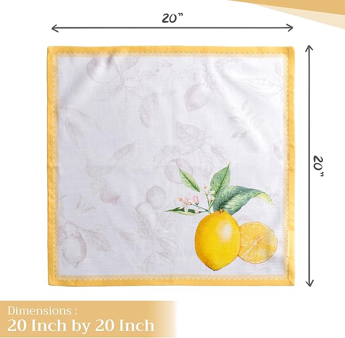 Maison d' Hermine Cloth Napkins Set of 4 100% Cotton Everyday Reusable Square Napkins Cloth Washable, Dinner, Party, Wedding, Restaurant, Spring/Summer (Limoncello, 20" x 20")