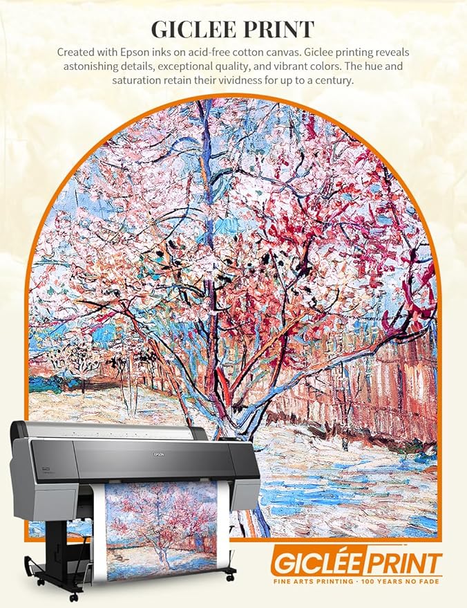 DECORARTS - Reminiscence of Mauve - Vincent Van Gogh Giclee Prints w/Antique Brown Frame for Wall Decor. Picture Size: 16x20, Total Size w/Frame: 19x23