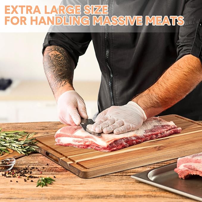 Garvee 20x15 Inch Large Acacia Cutting Board, Wood Thick Chooping Board for Kitchen with Deep Juice Groove, Large Butcher Block for Meat Fruits Vegetables Turkey