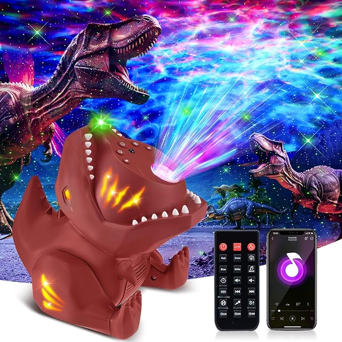 Dinosaur Night Light Projector,22 White Noises+316 Color Modes Galaxy Projector for Bedroom, Bluetooth Speaker Star Projector Light Projector for Bedroom, Star Projector Galaxy Light Projector