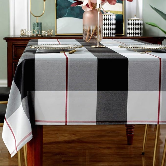 Rectangle Tablecloth Plaid Style Polyester Table Cloth Spillproof Wrinkle Resistant Heavy Weight Table Cover for Kitchen Dinning Tabletop (Rectangle/Oblong, 60" x 120" (10-12 Seats),Grey)