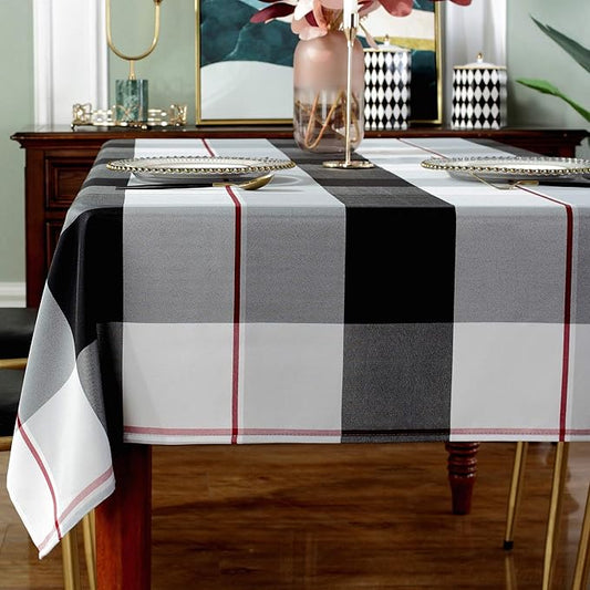 Rectangle Tablecloth Plaid Style Polyester Table Cloth Spillproof Dust-Proof Wrinkle Resistant Heavy Weight Table Cover for Kitchen Dinning Tabletop (Rectangle/Oblong, 60" x 102" (8-10 Seats),Grey)