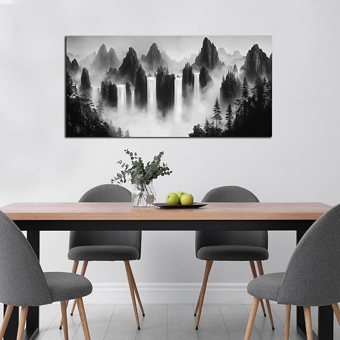 Mountain Pictures Wall Decor for Living Room Black and White Canvas Wall Art for Office Nature Landscape Wall Art Decor 24 x 48 Inch
