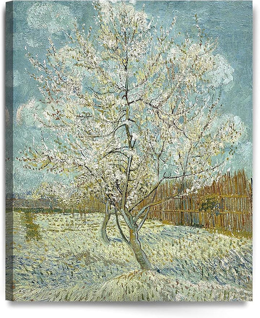 DECORARTS - The Pink Peach Tree, Vincent Van Gogh Art Reproduction. Giclee Canvas Prints Wall Art for Home Decor 30x24