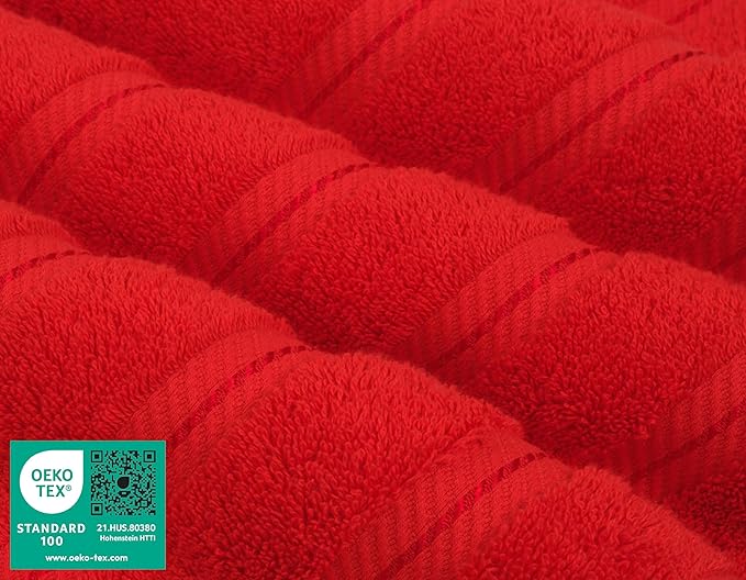 American Soft Linen Luxury 6 Piece Towel Set, 2 Bath Towels 2 Hand Towel 2 Washcloths, 600 GSM 100% Cotton Turkish Towels for Bathroom, Red Towel Sets