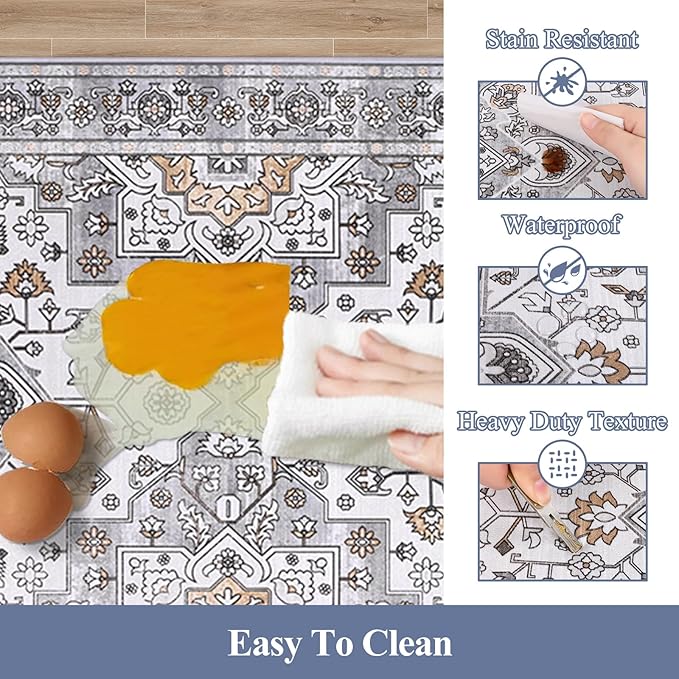 HEBE Anti Fatigue Kitchen Rug Sets 2 Piece Non Slip Kitchen Mats for Floor Cushioned Kitchen Rugs and Mats Waterproof Comfort Standing Mat Runner for Kitchen,Home Office,Sink,Laundry