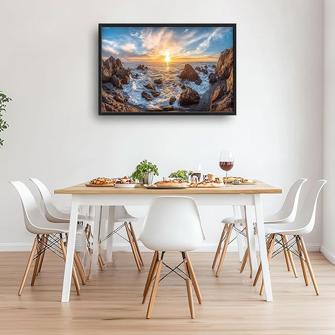 Coastal Large Wall Art for Living Room, Ocean Sunrise Oversized Wall Decor Pictures, Coast Seascape Framed Canvas Print Painting, Modern Artwork for Bedroom Office Home Decor 36"x24"