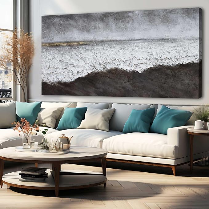 XIANSHOU Black Canvas Artwork For Living Room Abstract Wall Decor Picture on Canvas Large Size Hallway Decor Office Dining Room Decorative Wall Art 29"x58" Ready to Hang