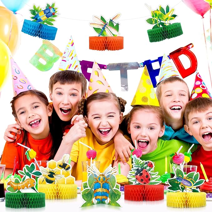 9 Pcs Summer Bugs Party Decorations Bug Themed Honeycomb Centerpiece Insect Table Toppers for Baby Shower, Birthday Supplies