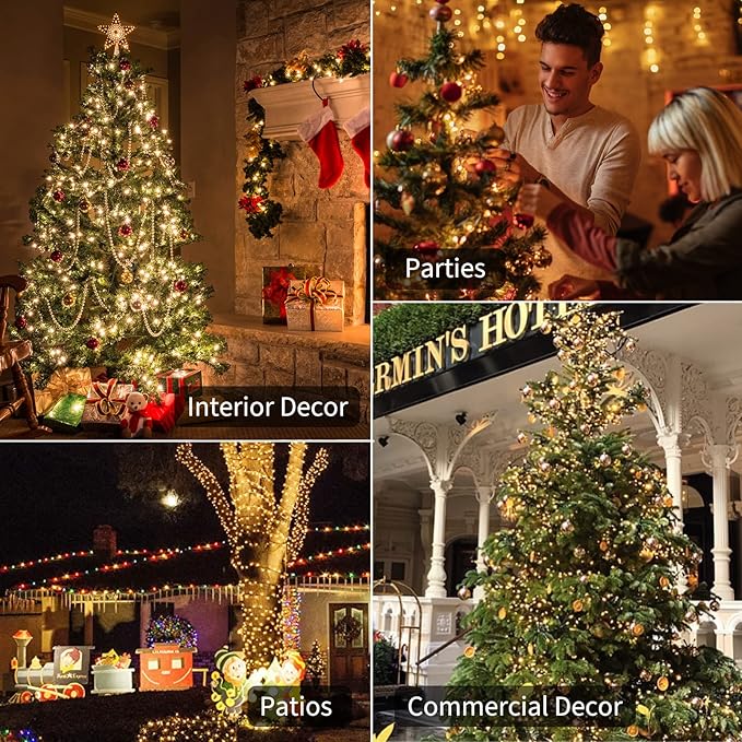 Battery Operated Christmas Lights 4 Pack 20 LED Mini String Lights with 8 Modes Waterproof Tree Lights for Xmas Outdoor Indoor Holiday Party Garden Decor, Warm White