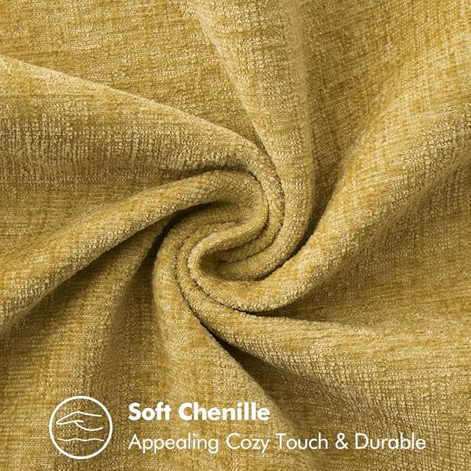 MIULEE Pack of 2 Couch Throw Pillow Covers 18x18 Inch Mustard Yellow Farmhouse Decorative Pillow Covers with Stitched Edge Soft Chenille Solid Dyed Fall Pillow Covers for Sofa Bed Living Room