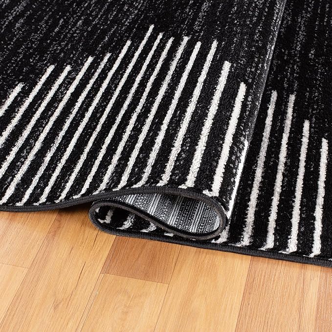 Rugshop Bohemian Stripe Stain Resistant High Traffic Living Room Kitchen Bedroom Dining Home Office Runner Rug 2' x 7' Black