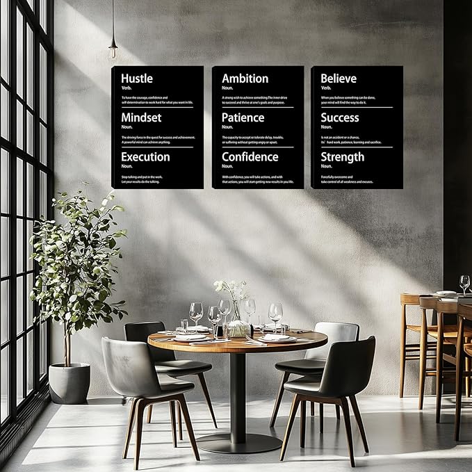 Motivational Wall Decor Paintings Inspirational Office Wall Decor Posters Prints 3 Pieces Bedroom Decor Living Room Office Canvas Picture Wall Painting Home Decoration Framed Artwork (60" Wx28 H)