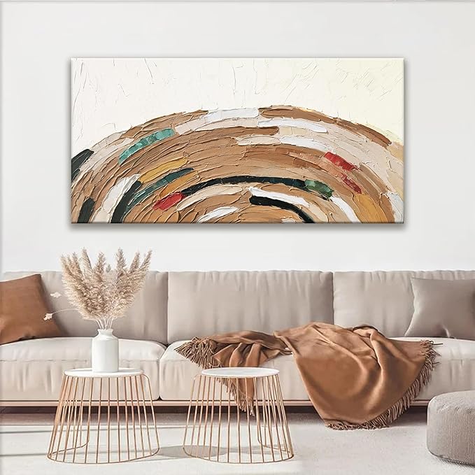 Tsomzxng Abstract Wall Art Yellow Brown Wall Art Painting Canvas Art Wall Decor Prints Abstract Wall Decor For Living Room Bedroom Kitchen Office Artwork Ready To Hang 24"×48"