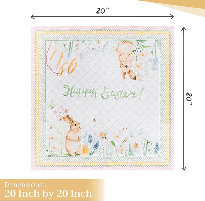 Maison d' Hermine Cloth Napkins Set of 4 100% Cotton Everyday Reusable Square Napkins Cloth Washable, Dinner, Party, Wedding, Restaurant, Spring/Summer (Easter Dew, 20" x 20")