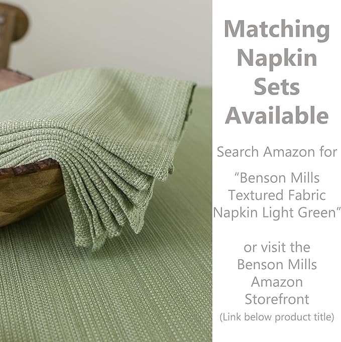 Benson Mills Cameron Textured Fabric Table Cloth, for Everyday Home Dining, Parties, Weddings & Spring Holiday Tablecloths (60" x 104" Rectangular, Light Green)