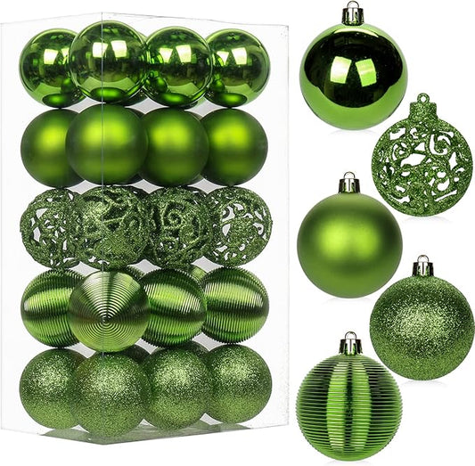 30PCS 2.36" Christmas Ball Ornaments Shatterproof Green Christmas Tree Decorations Xmas Tree Balls Halloween Ornaments Décor
