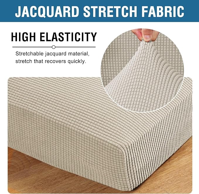 H.VERSAILTEX Super Stretch Individual Chaise Cover Sectional Couch Covers for L Shaped Sofa Both Left/Right Featuring Thick Jacquard Textured Twill Fabric (1 Piece Chaise Cover, Island Fossi)